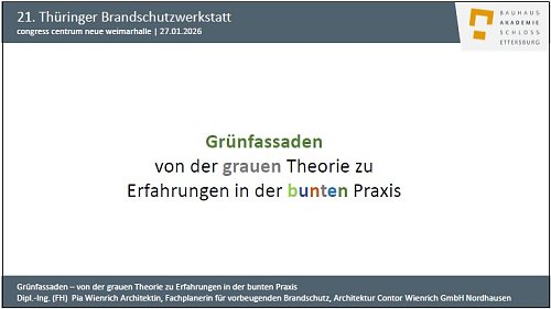 21. Th&uuml;ringer Brandschutzwerkstatt 2026 - Unser Referat zu Gr&uuml;nfassaden